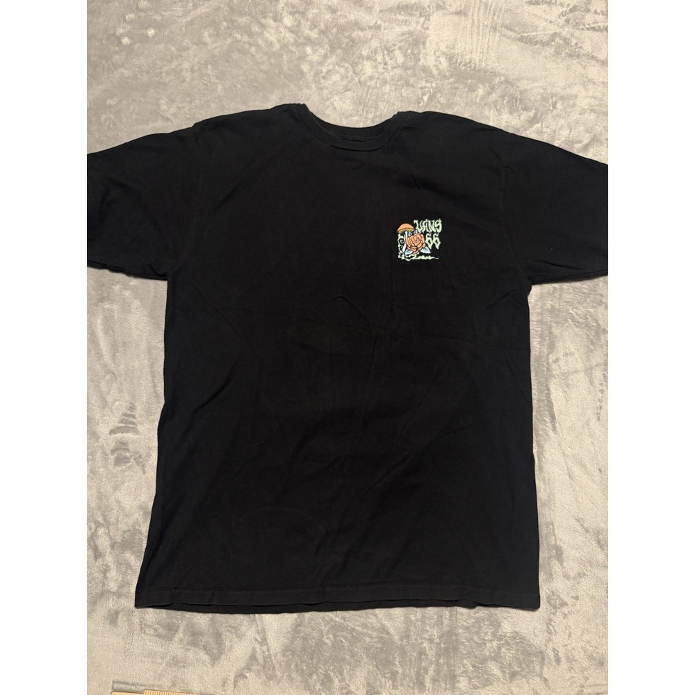 Vans T-Shirt Black Crew Neck Mens Size L Zoned Out Logo Short Sleeve 100% Cotton